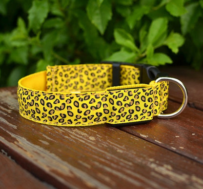 LED Dog Collar Safety Adjustable Nylon Leopard