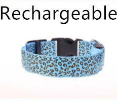 LED Dog Collar Safety Adjustable Nylon Leopard