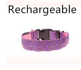 LED Dog Collar Safety Adjustable Nylon Leopard