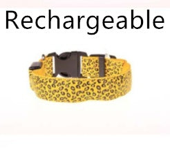 LED Dog Collar Safety Adjustable Nylon Leopard