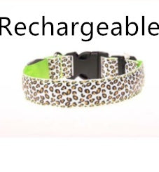 LED Dog Collar Safety Adjustable Nylon Leopard
