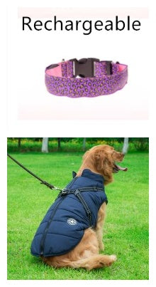 LED Dog Collar Safety Adjustable Nylon Leopard